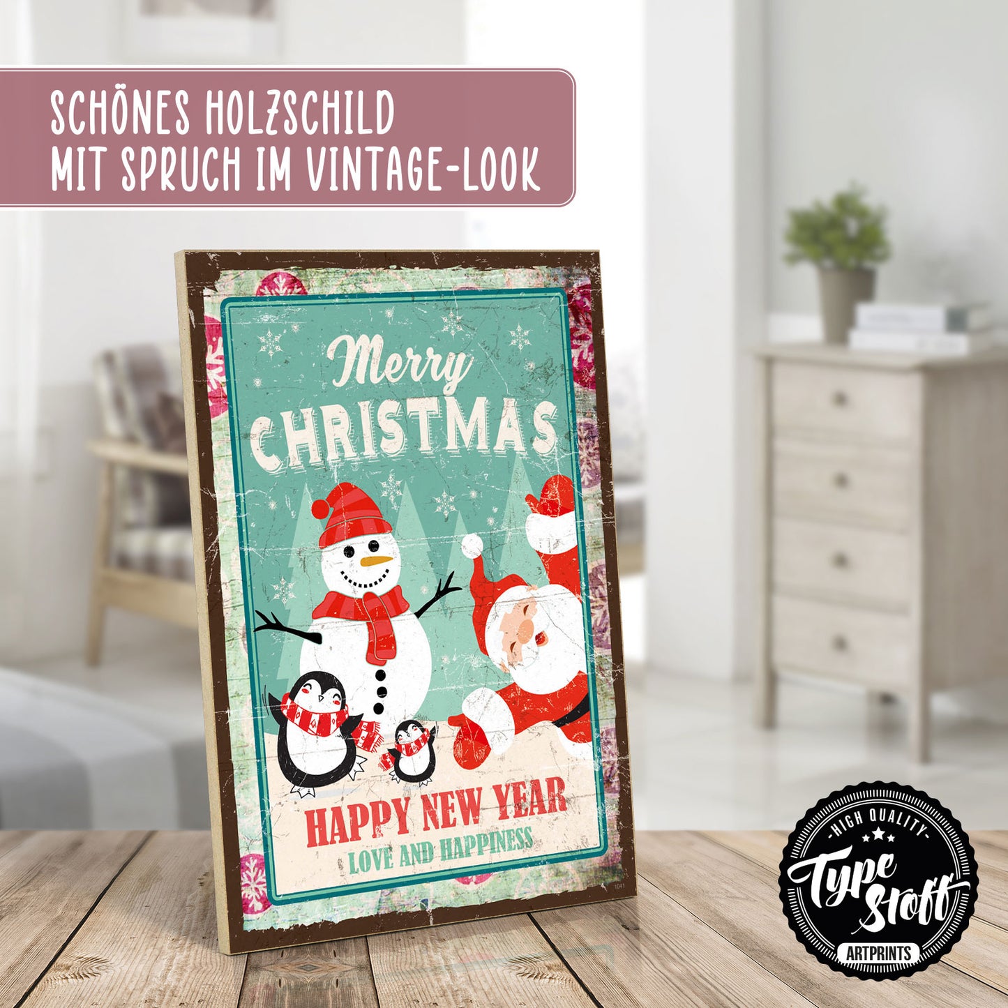 Holzschild mit Spruch - Weihnachten - Merry Christmas – HS-GH-01041