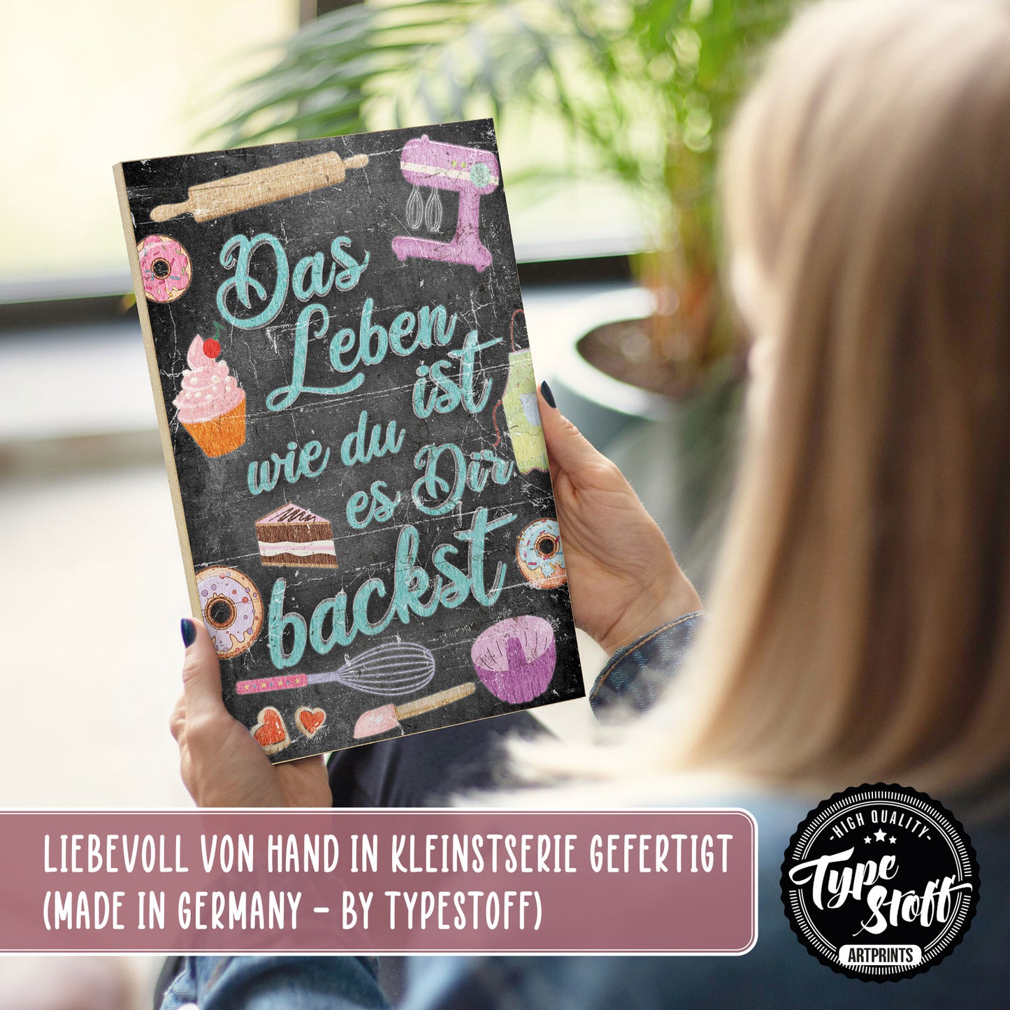 Holzschild mit Spruch - Motivation - Leben wie du es backst – HS-GH-01046