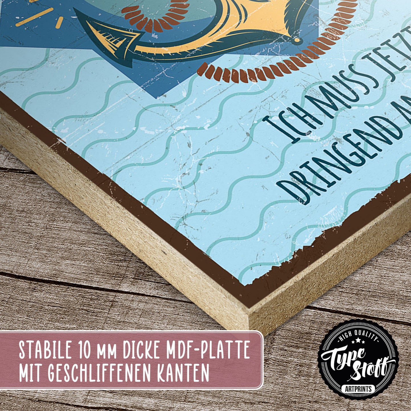 Holzschild mit Spruch - Urlaub - Stresslevel - Meer – HS-GH-01055