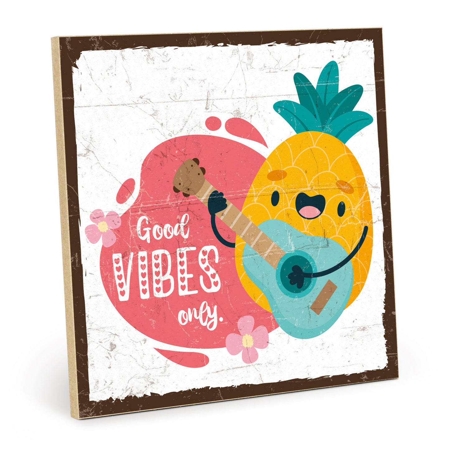 Holzschild mit Spruch - Hygge - Good vibes only - HS-QN-01066