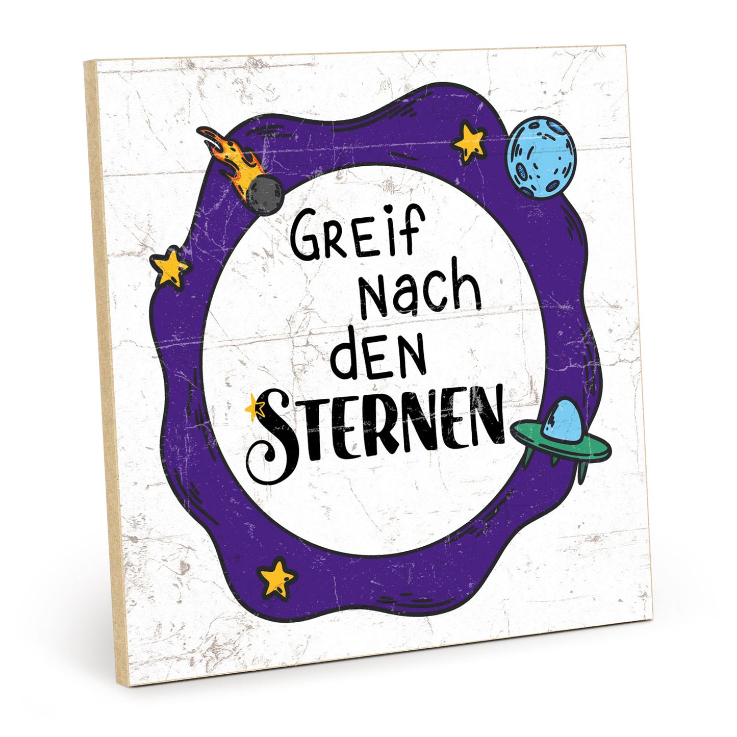 Holzschild mit Spruch - Motivation - Greif nach den Sternen – HS-QN-01067