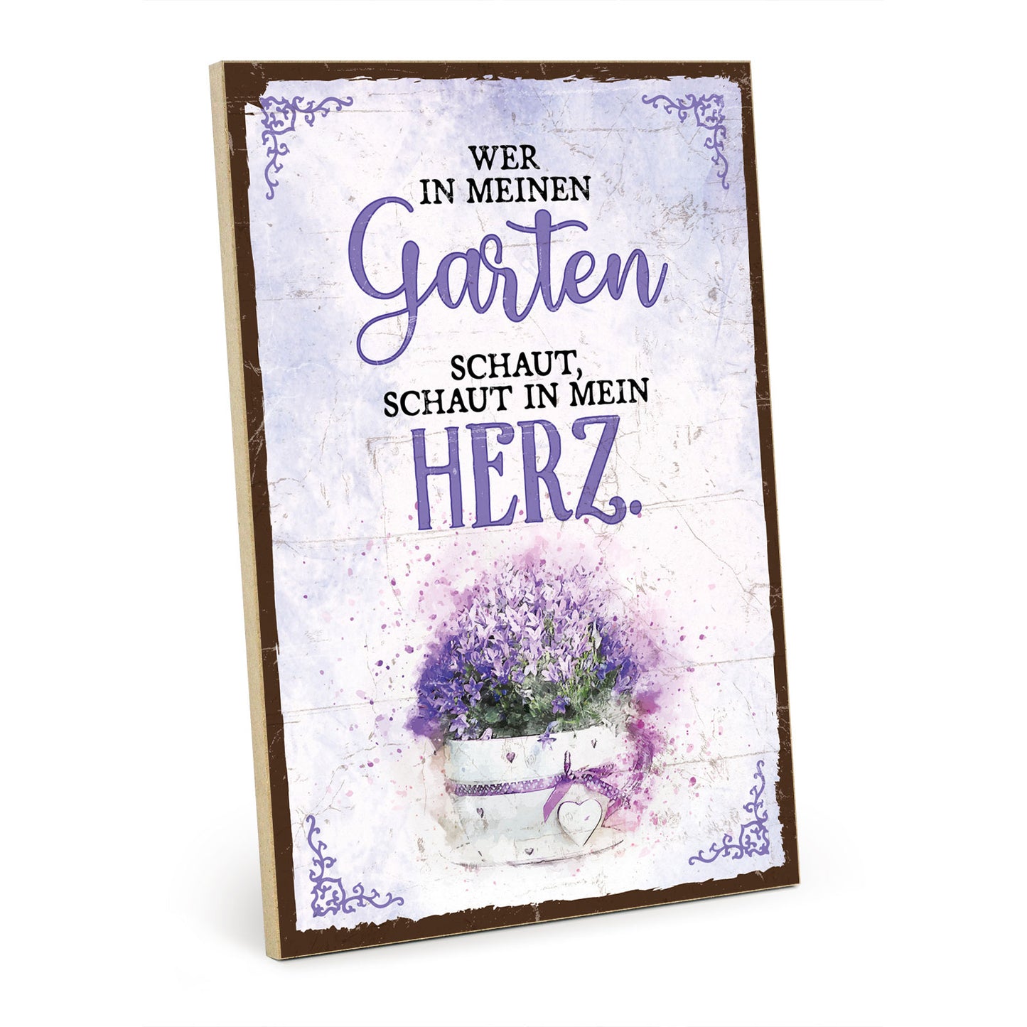 Holzschild mit Spruch - Garten und Herz – HS-GH-01093