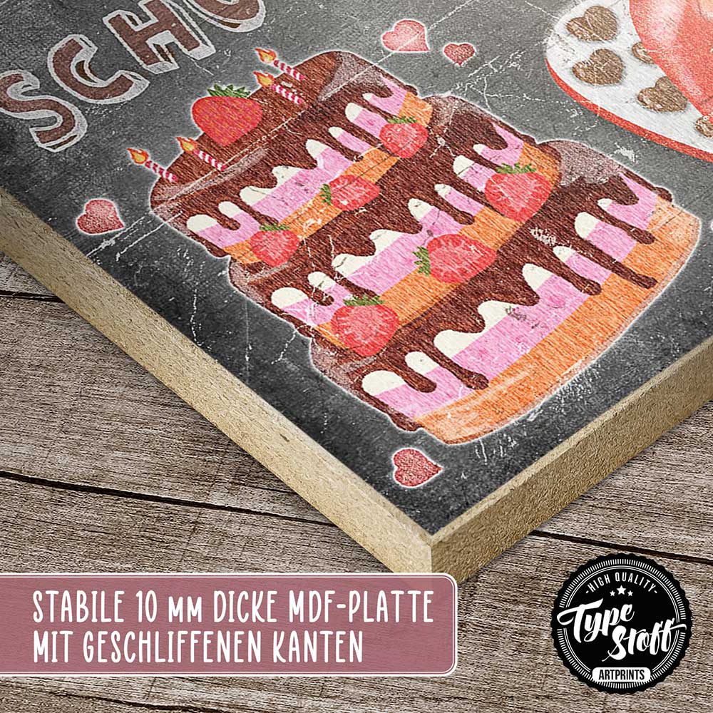 Holzschild mit Spruch - Liebe und Schokolade – HS-GH-01105