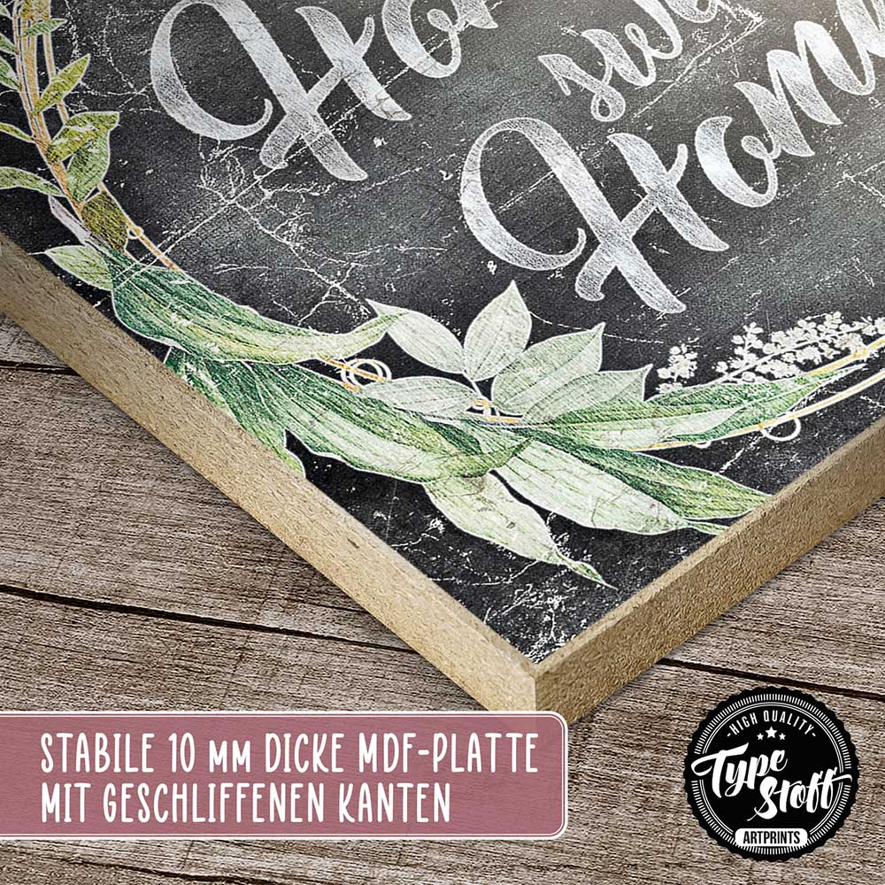 Holzschild mit Spruch - Zuhause - Home sweet home – HS-QN-01125
