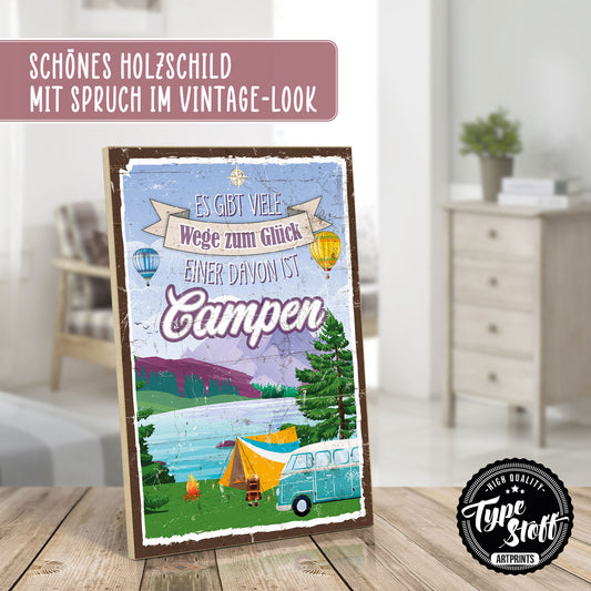 Holzschild mit Spruch - Camping - Weg zum Glück – HS-GH-01127