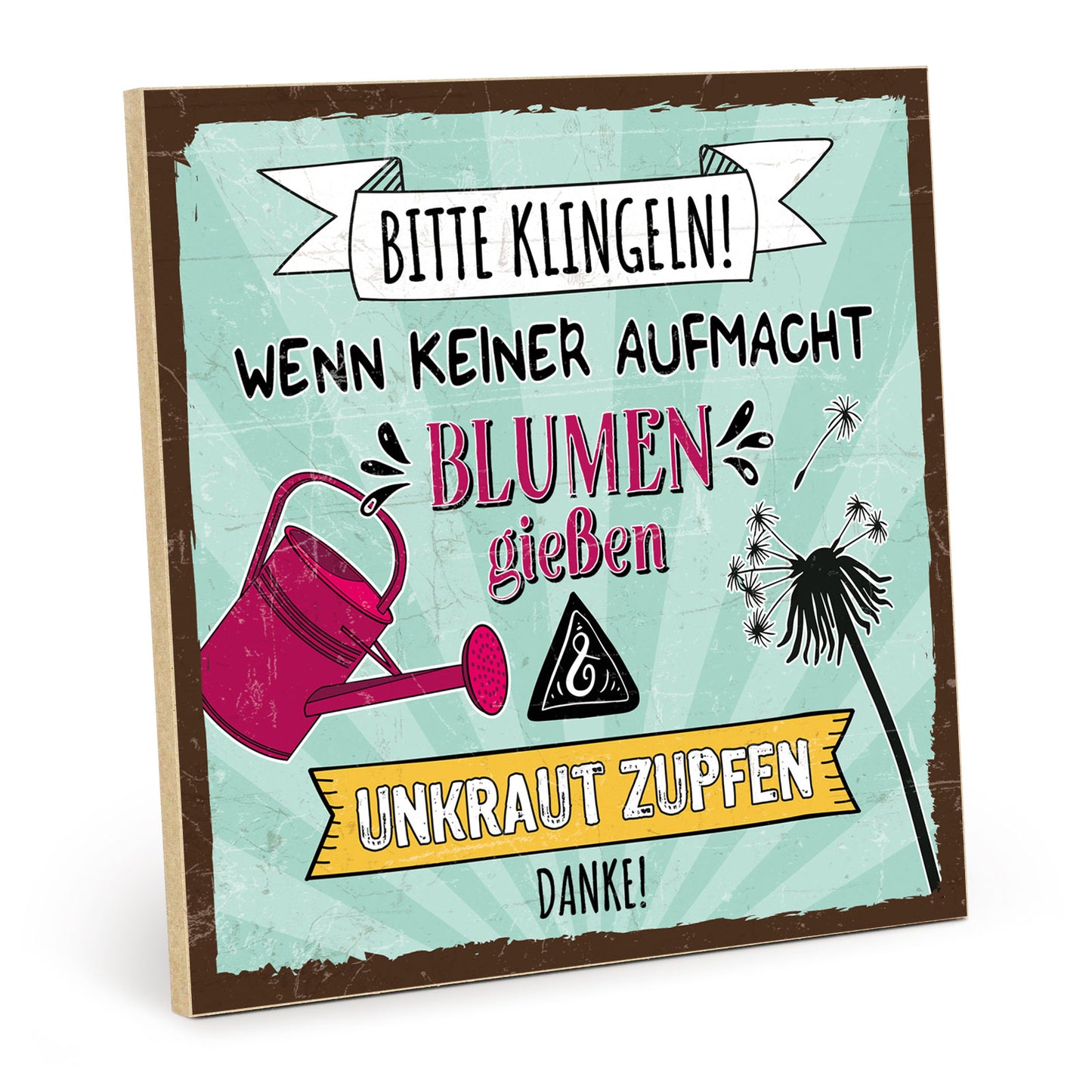 Holzschild mit Spruch - Garten - Bitte klingeln – HS-QN-01137
