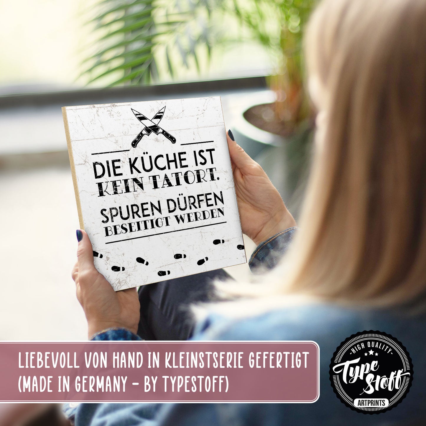 Holzschild mit Spruch - Die Küche ist kein Tatort – HS-QN-01148