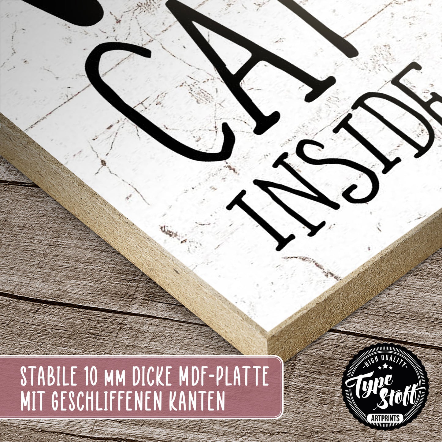 Holzschild mit Spruch - Katze - Crazy Cat inside – HS-KH-01151