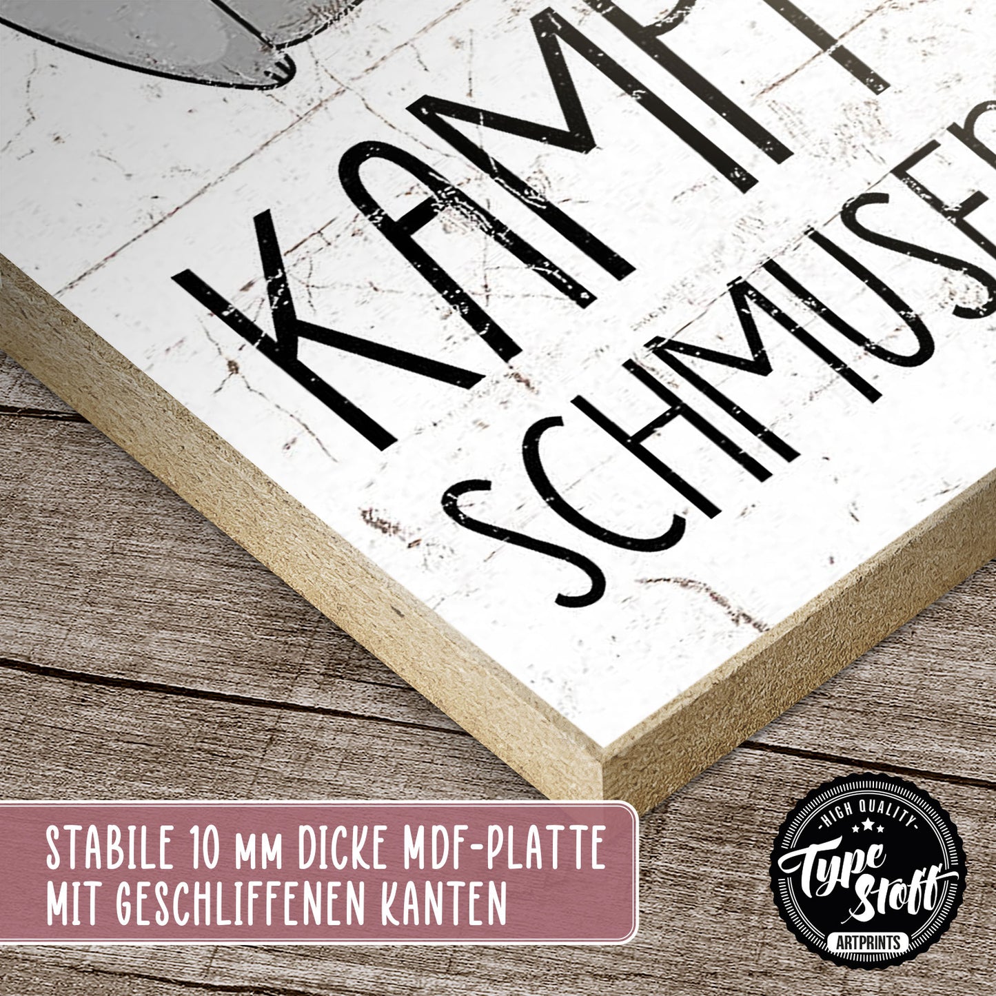 Holzschild mit Spruch - Katze - Vorsicht Kampfschmuder – HS-KH-01152