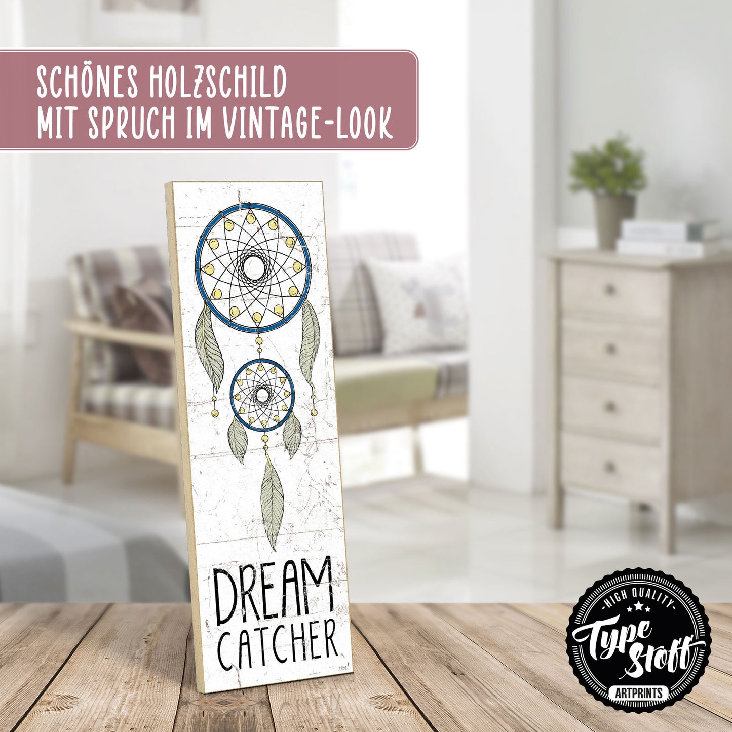 Holzschild mit Spruch - Schlafzimmer - Dream catcher – HS-KH-01154