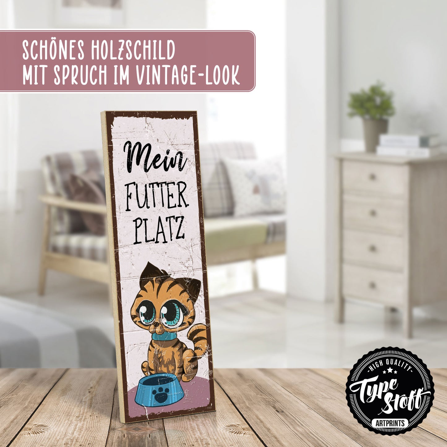 Holzschild mit Spruch - Katze - Mein Futterplatz – HS-KH-01165