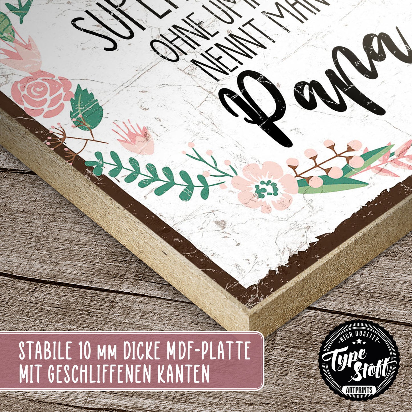 Holzschild mit Spruch - Papa - Superheld ohne Umhang – HS-QN-01175
