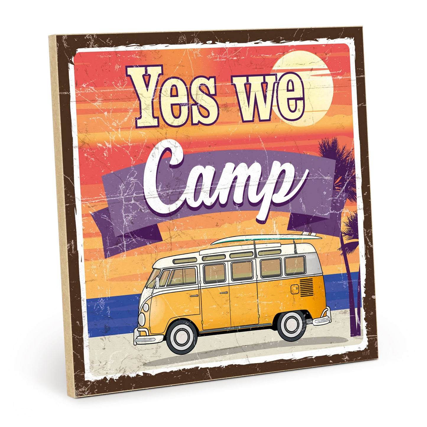 Holzschild mit Spruch - Camping - Yes we camp – HS-QN-01178
