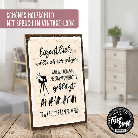 Holzschild mit Spruch - Ordnung - Eigentlich putzen - HS-GH-01179