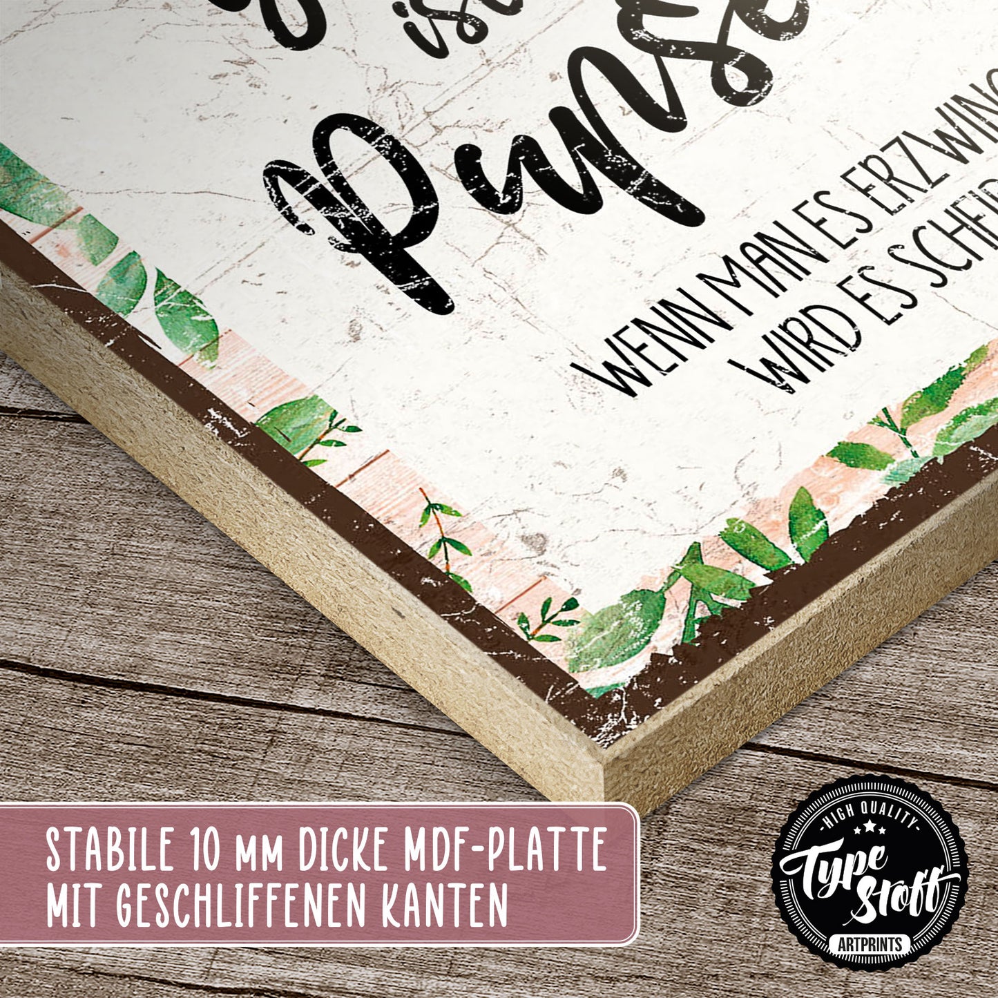Holzschild mit Spruch - Hygge - Glück ist wie Pupsen – HS-QN-01192