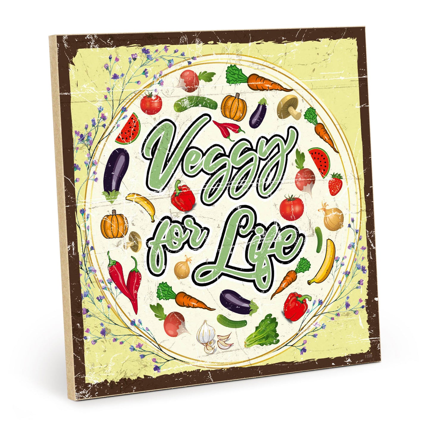 Holzschild mit Spruch - Veggy for life – HS-QN-01199