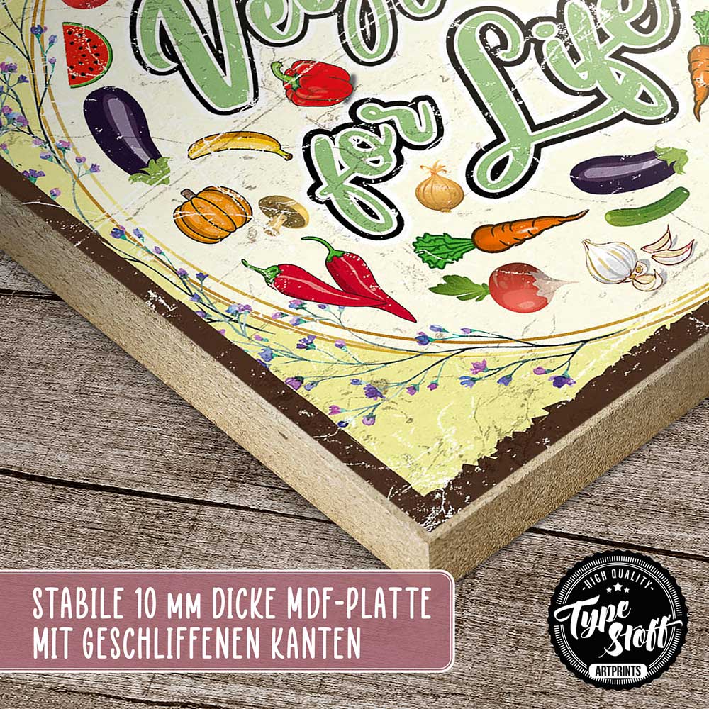 Holzschild mit Spruch - Veggy for life – HS-QN-01199