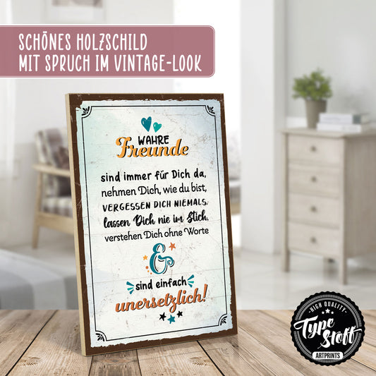 Holzschild mit Spruch - Freunde sind immer für dich da – HS-GH-01210