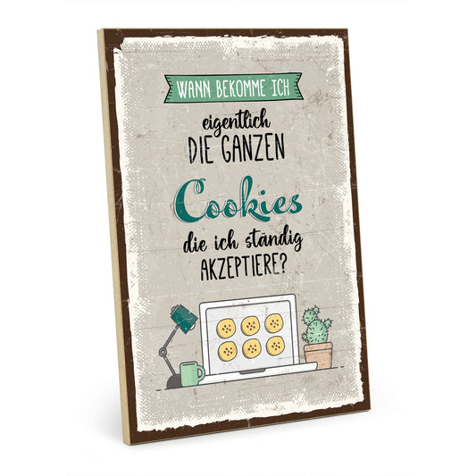 Holzschild mit Spruch - Cookies akzeptieren – HS-GH-01218