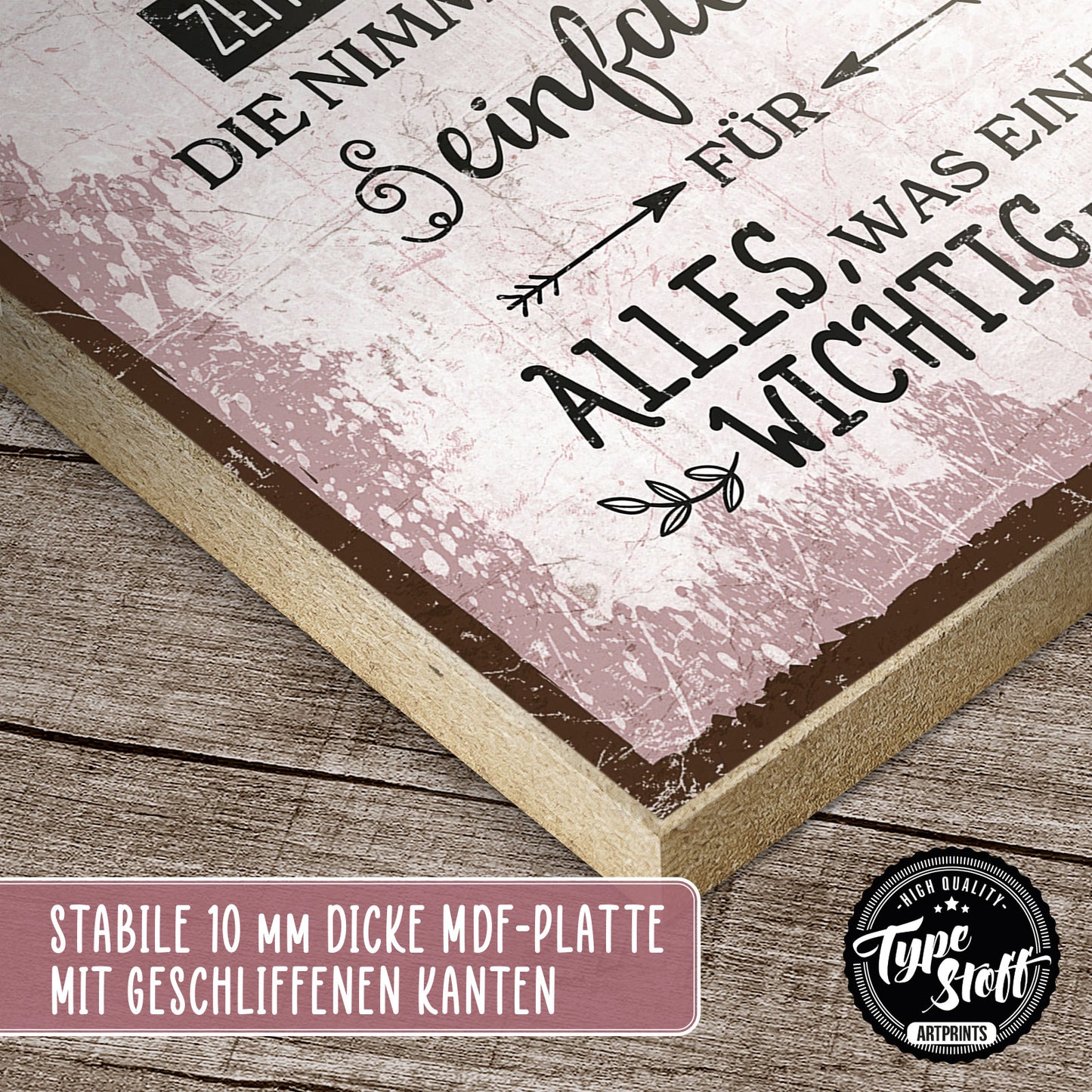 Holzschild mit Spruch - Hygge - Zeit hat man nicht – HS-QN-01228