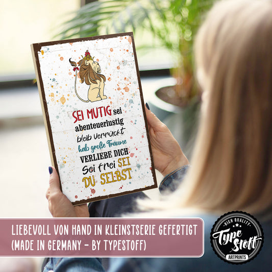 Holzschild mit Spruch - Hygge - Mut - Abenteuerlust – HS-GH-01235