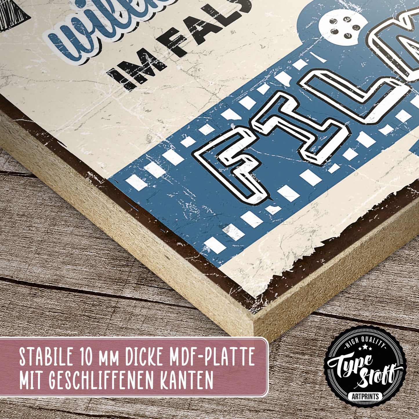 Holzschild mit Spruch - Herzlich willkommen im falschen film – HS-QN-01240