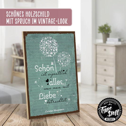 Holzschild mit Spruch - Hygge - Mit Liebe betrachten – HS-GH-01244