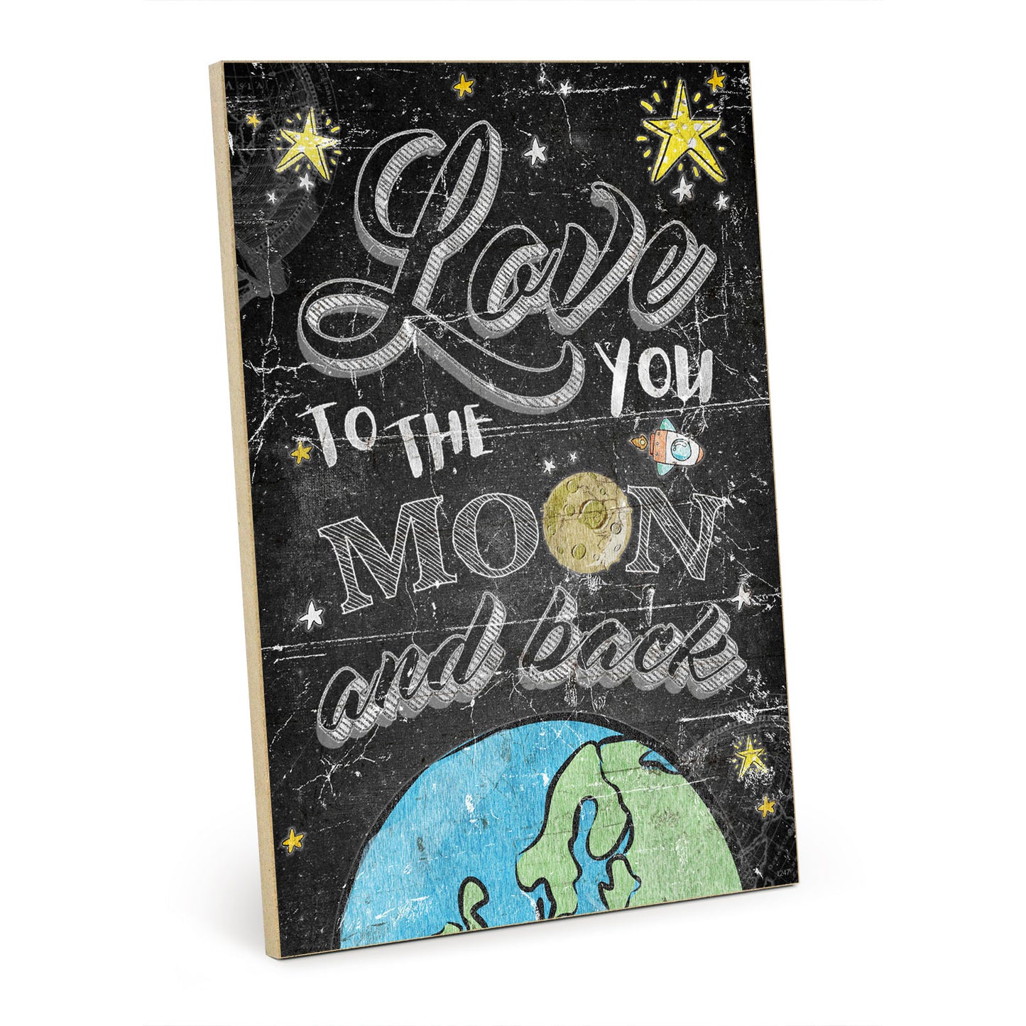 Holzschild mit Spruch - Liebe - Love you to the moon – HS-GH-01247