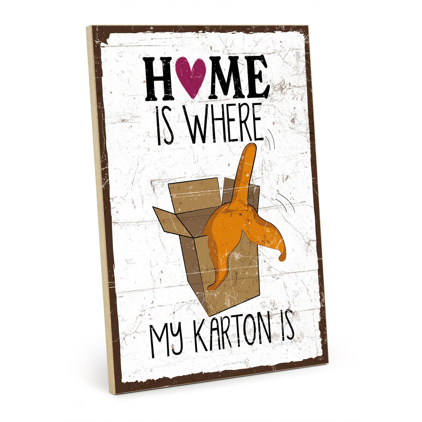 Holzschild mit Spruch - Katze - home is where my Karton is – HS-GH-01249