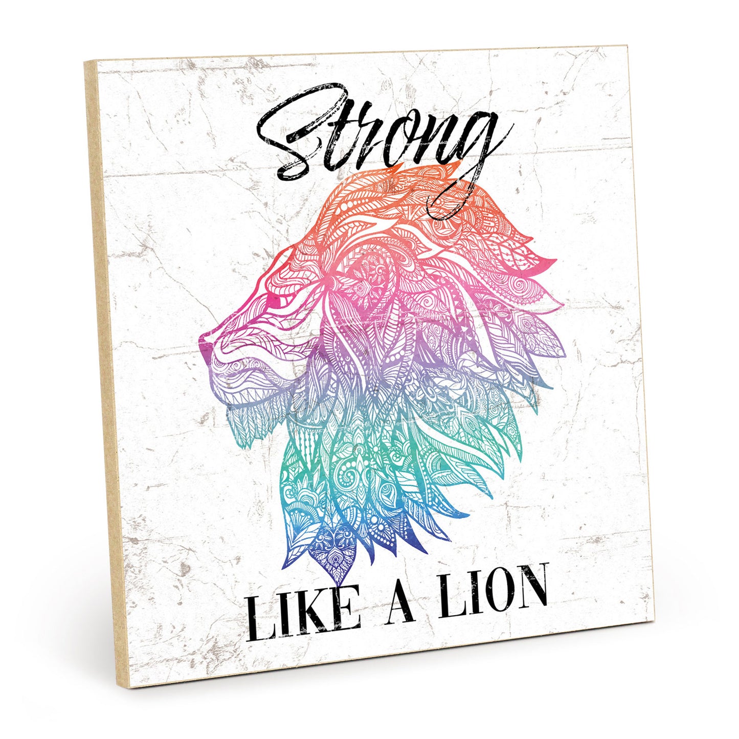 Holzschild mit Spruch - Motivation - Strong like a lion – HS-QN-01260