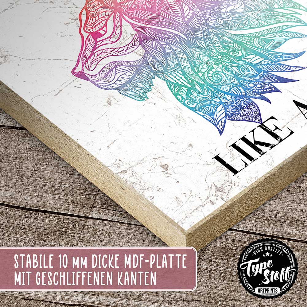 Holzschild mit Spruch - Motivation - Strong like a lion – HS-QN-01260