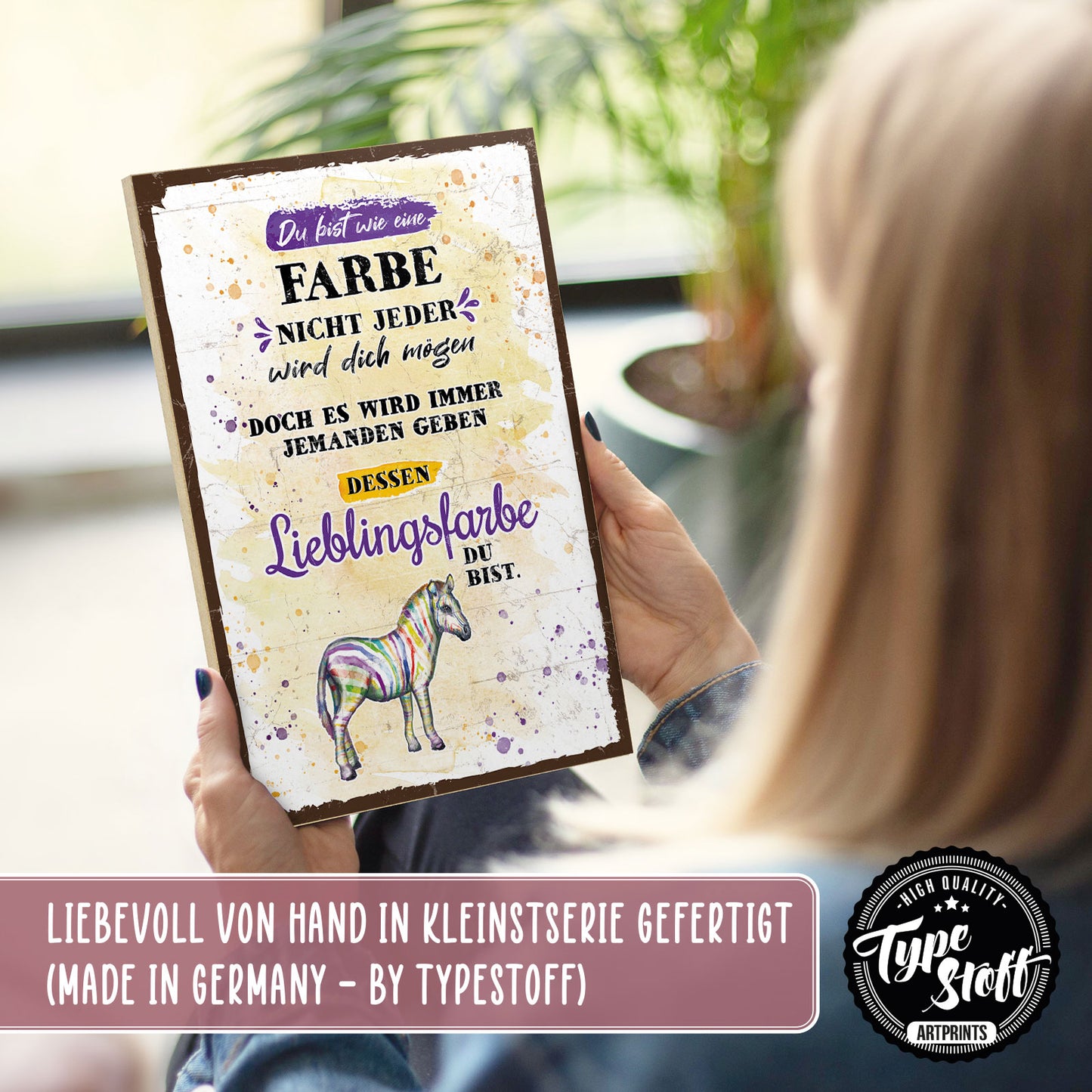 Holzschild mit Spruch - Liebe - Lieblingsfarbe – HS-GH-01263