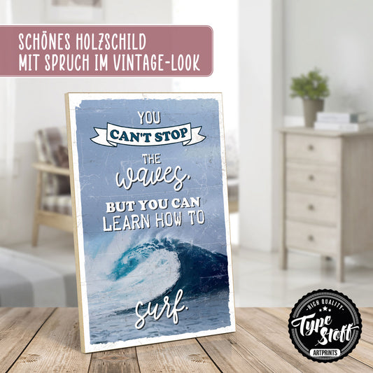 Holzschild mit Spruch - Motivation - Learn to surf – HS-GH-01264