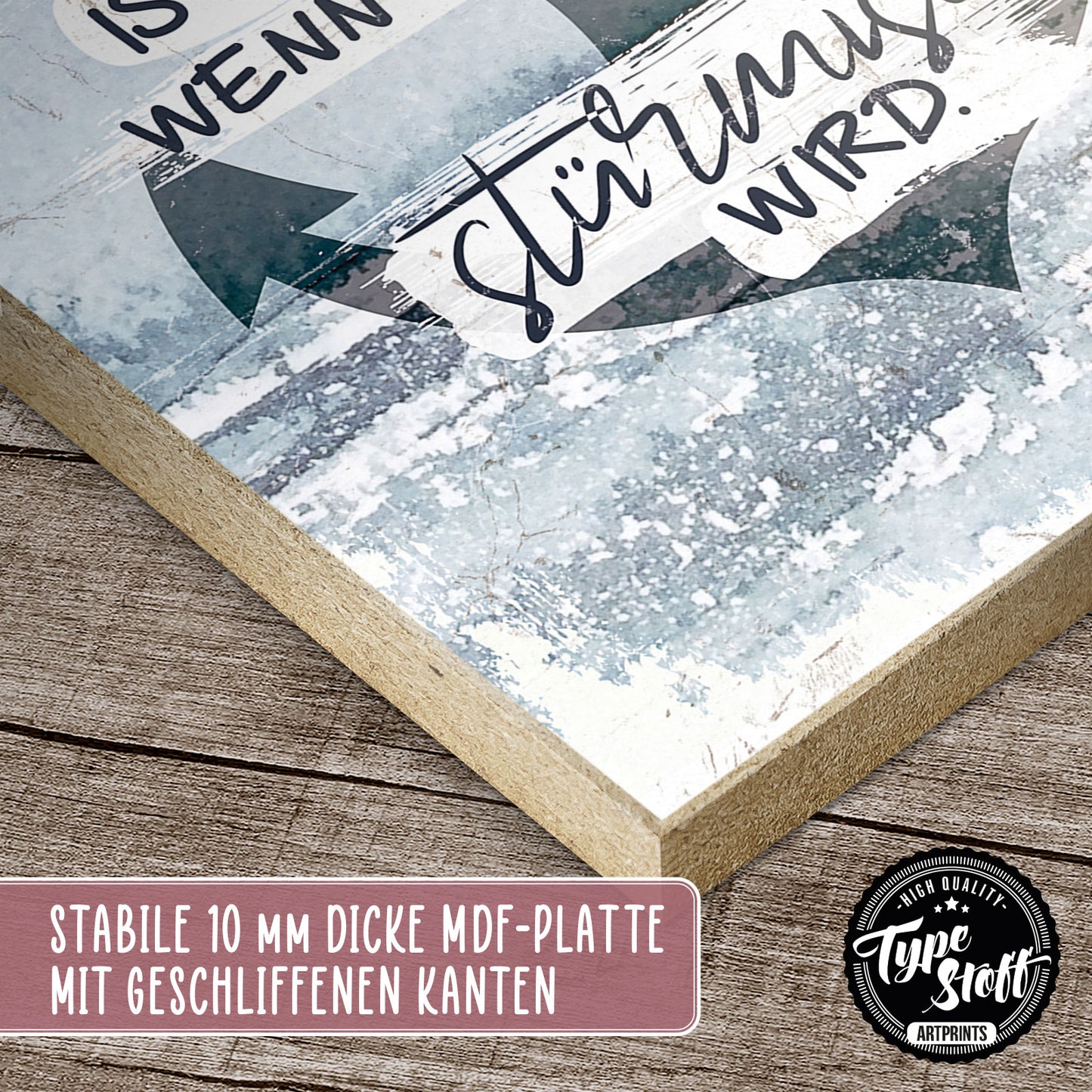 Holzschild mit Spruch - Familie ist der Anker bei Sturm – HS-GH-01280
