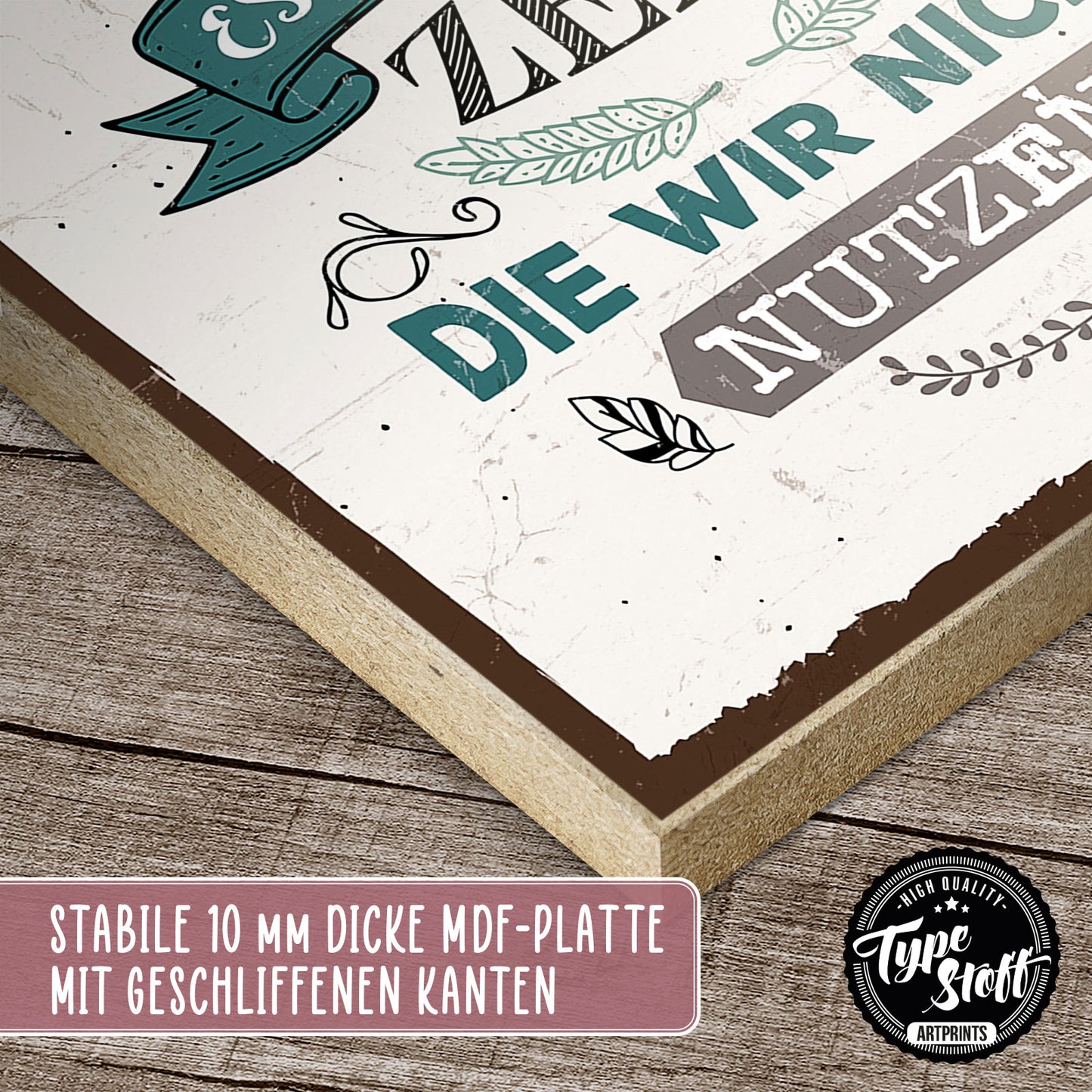 Holzschild mit Spruch - Hygge - Es ist nicht zu wenig Zeit – HS-GH-01287