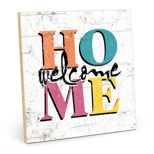 Holzschild mit Spruch - welcome home – HS-QN-01355