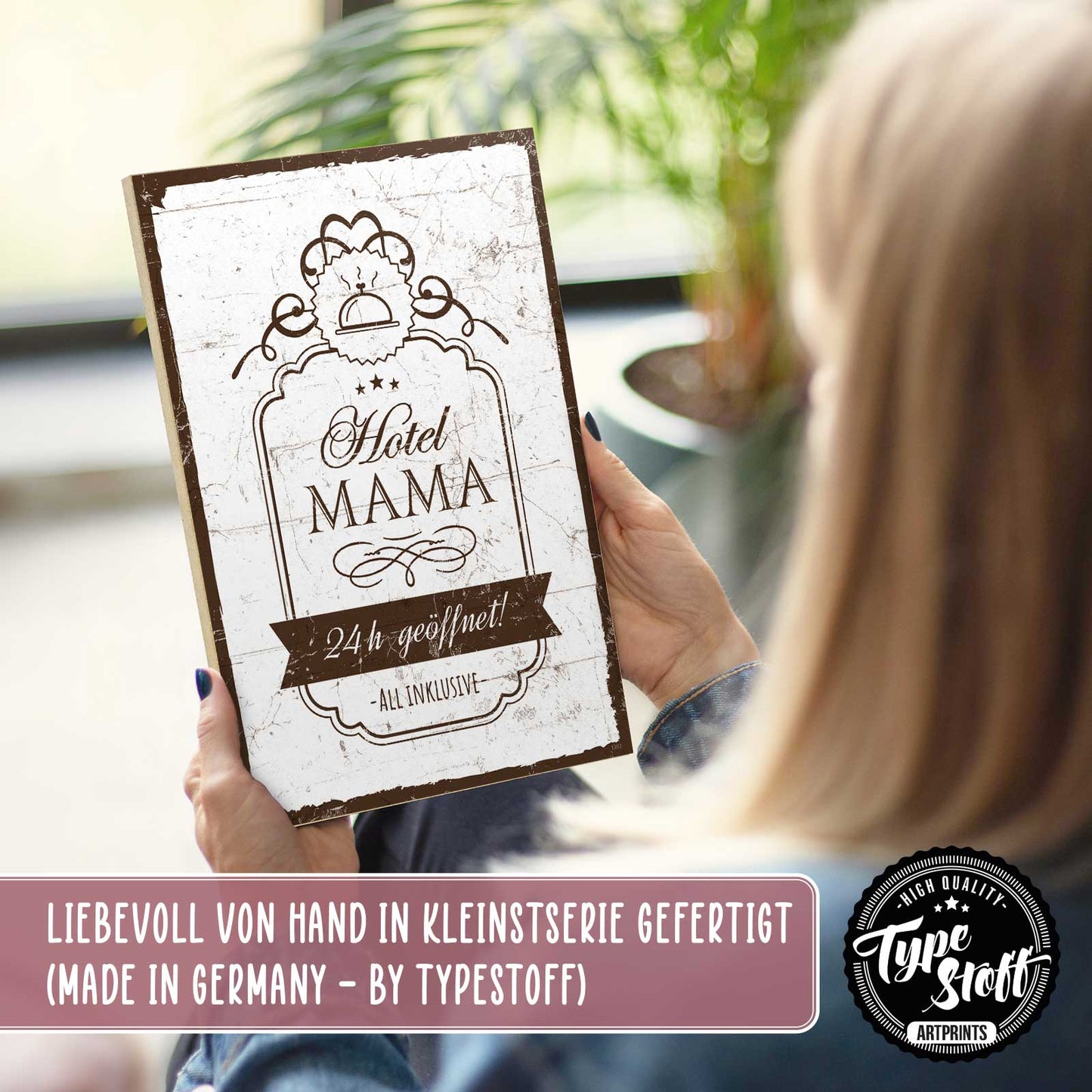 Holzschild mit Spruch - Hotel Mama – HS-GH-01363