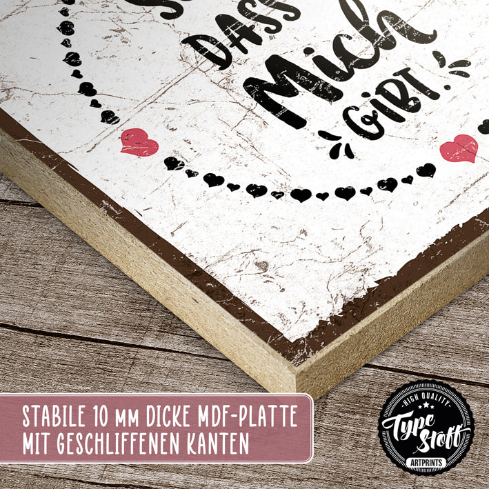Holzschild mit Spruch - Schön, dass es dich gibt – HS-QN-01395