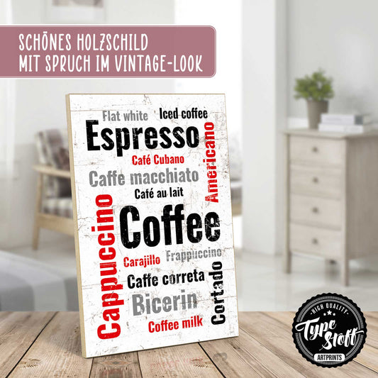 Holzschild mit Spruch - Kaffee - Espresso – HS-GH-01471