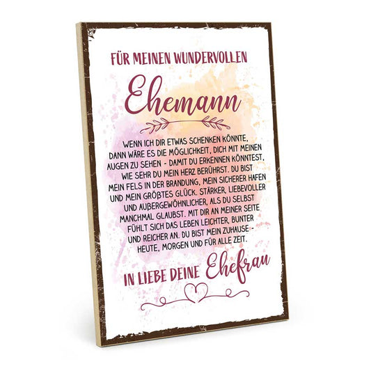 Holzschild mit Spruch - Für meinen Ehemann – HS-QN-01538