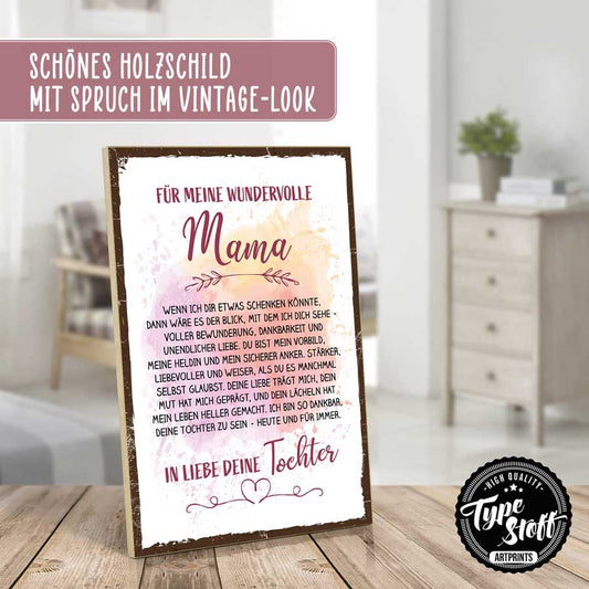 Holzschild mit Spruch - Für meine wundervolle Mama – GH-01539