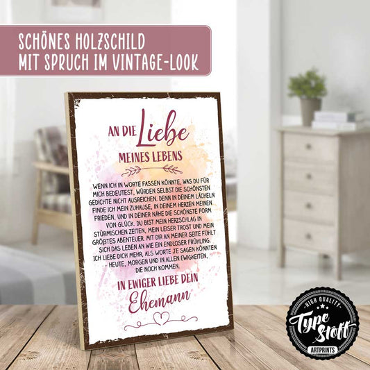 Holzschild mit Spruch - Liebe meines Lebens – GH-01542