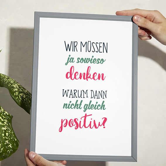 TypeStoff Kunstdruck, Poster mit Spruch - Positiv denken - KD-00900-M