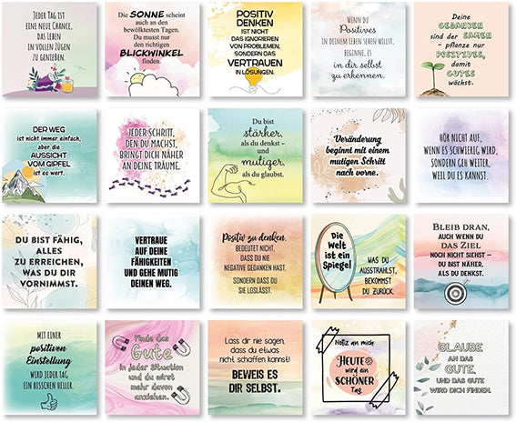 25 Hyggekarten mit 50 Sprüchen für jeden Tag als Geschenk und Motivation - Version 4 - HK-01586