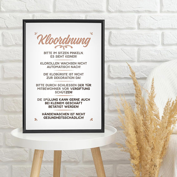Kunstdruck mit Spruch - Kloordnung - KD-00477-M