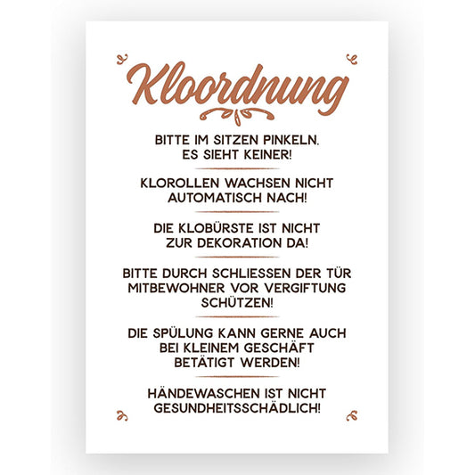 Kunstdruck mit Spruch - Kloordnung - KD-00477-M