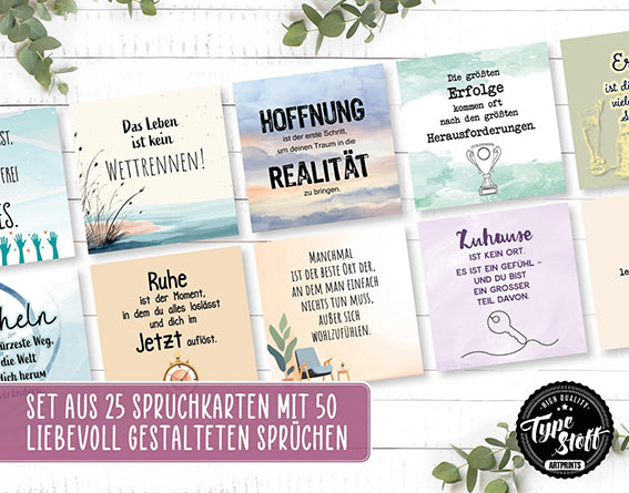 25 Hyggekarten mit 50 Sprüchen für jeden Tag als Geschenk und Motivation - Version 4 - HK-01586