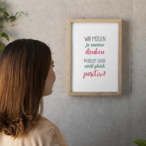 TypeStoff Kunstdruck, Poster mit Spruch - Positiv denken - KD-00900-M