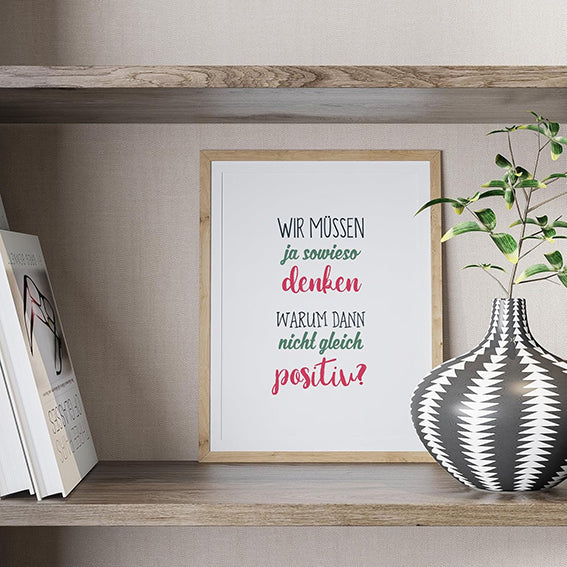 TypeStoff Kunstdruck, Poster mit Spruch - Positiv denken - KD-00900-M