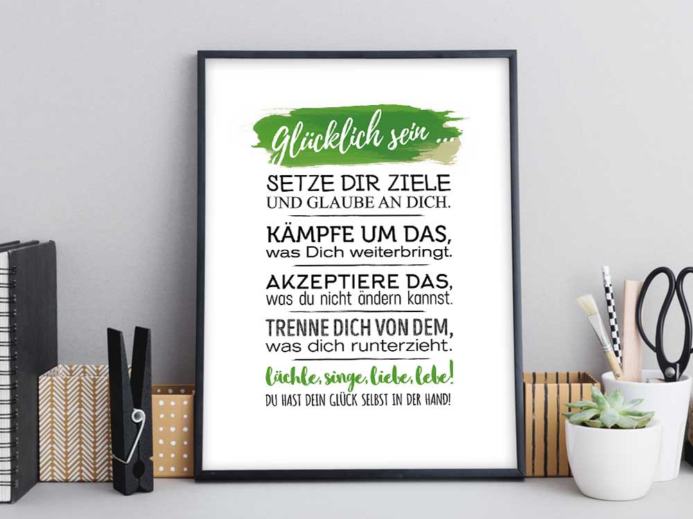 Kunstdruck mit Spruch - Motivation -Setze dir Ziele - KD-00105-M/L